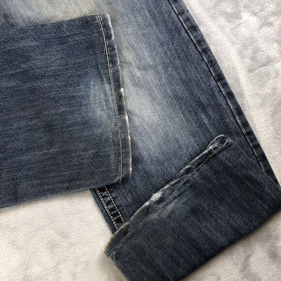 Jordan Craig Jeans Men 38x32 Blue Distressed Straight Leg Dark Wash Baggy - Picture 3 of 9